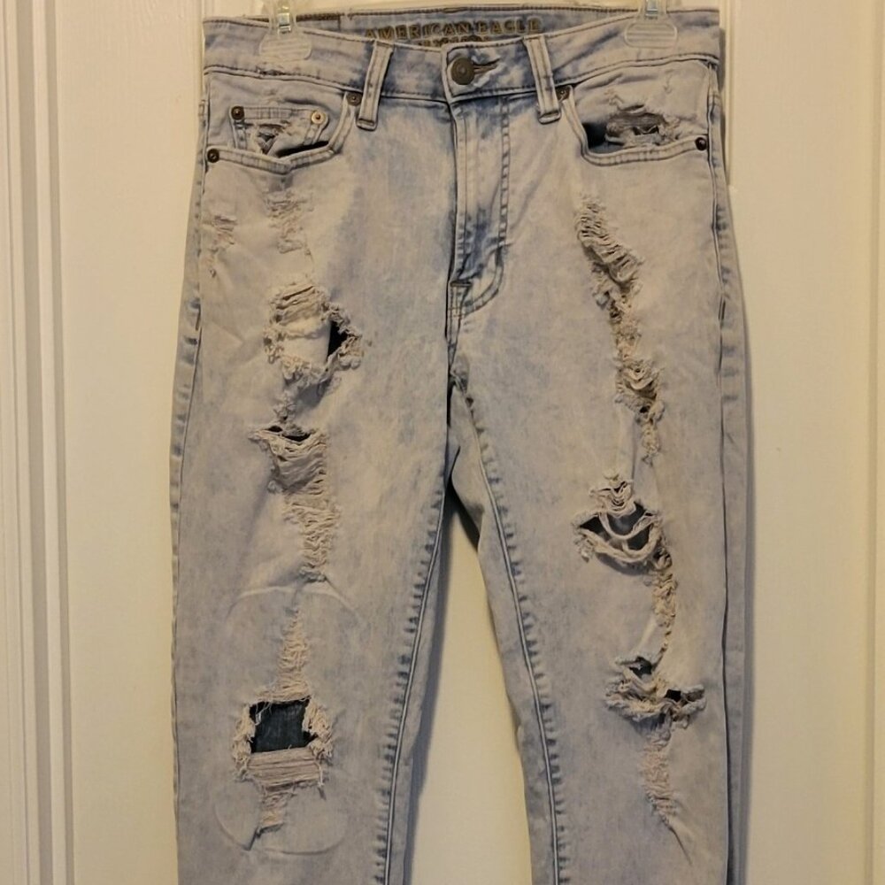 American Eagle Outfitters Mens Acid Washed Distressed Skinny Jeans size 29 x 32
